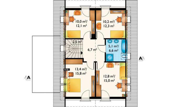 Rzut poddasza lustro POW. 71,0 m²