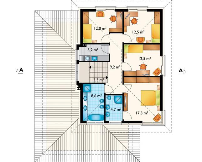 Rzut piętra POW. 85,4 m²