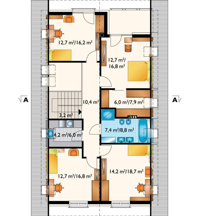 Rzut poddasza POW. 104,8 m²