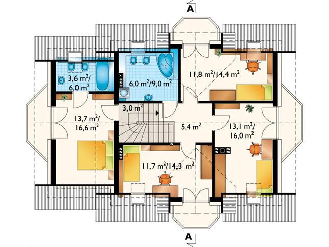 Rzut poddasza lustro POW. 84,7 m²