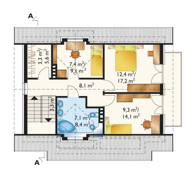Rzut poddasza POW. 65,8 m²