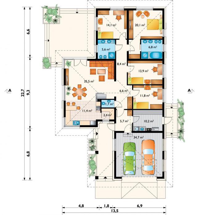Rzut parteru POW. 189,5 m²