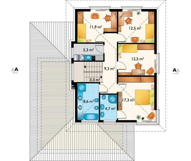 Rzut piętra POW. 85,4 m²