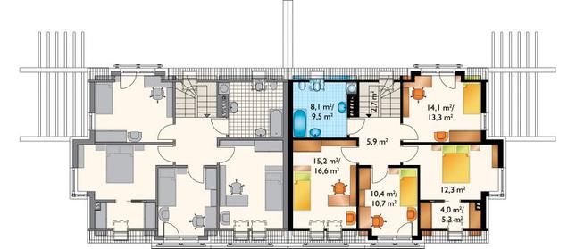 Rzut poddasza POW. 77,1 m²
