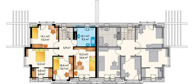Rzut poddasza lustro POW. 77,1 m²