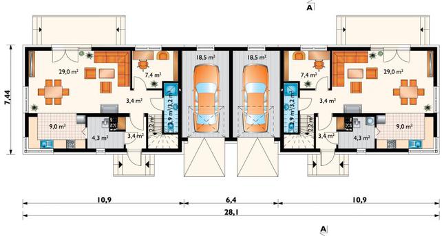 Rzut parteru POW. 80,4 m²