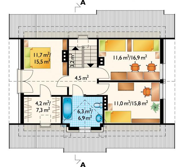Rzut poddasza POW. 68,0 m²