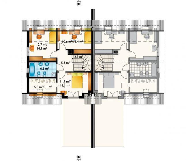Rzut poddasza lustro POW. 63,7 m²