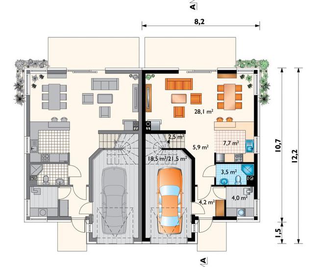 Rzut parteru POW. 80,6 m²