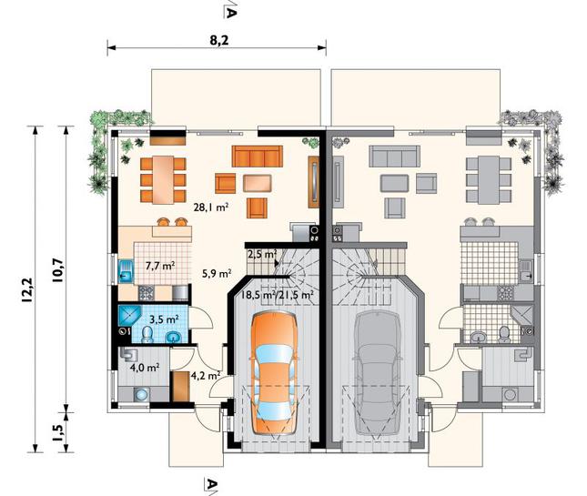 Rzut parteru lustro POW. 80,6 m²