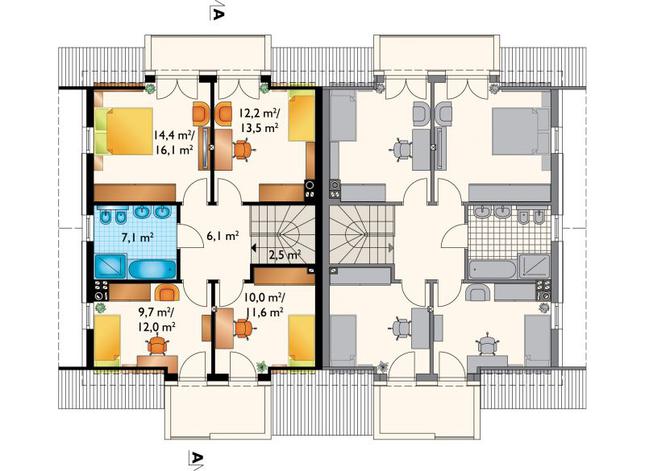 Rzut poddasza lustro POW. 68,9 m²