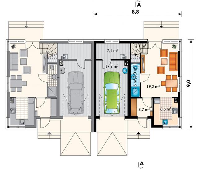 Rzut parteru POW. 59,0 m²
