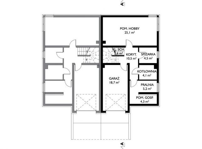 Rzut piwnicy POW. 75,0 m²