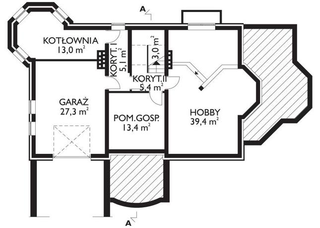 Rzut piwnicy POW. 106,6 m²