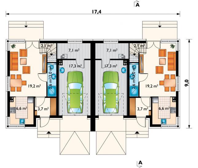 Rzut parteru POW. 59,0 m²