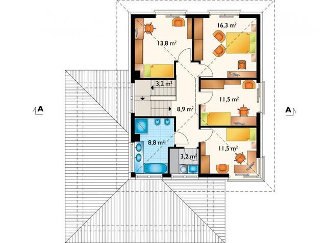Rzut piętra POW. 77,2 m²