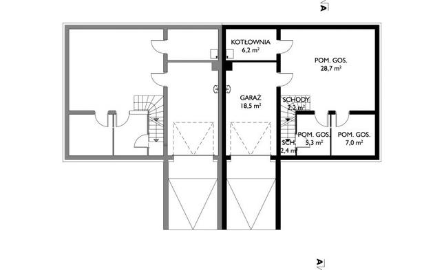Rzut piwnicy POW. 70,3 m²