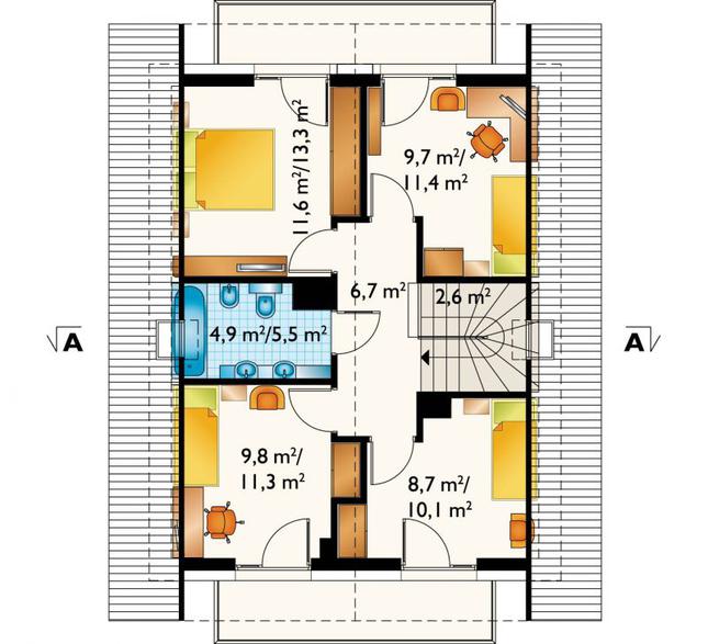 Rzut poddasza POW. 60,9 m²