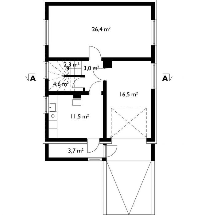 Rzut piwnicy lustro POW. 68,0 m²