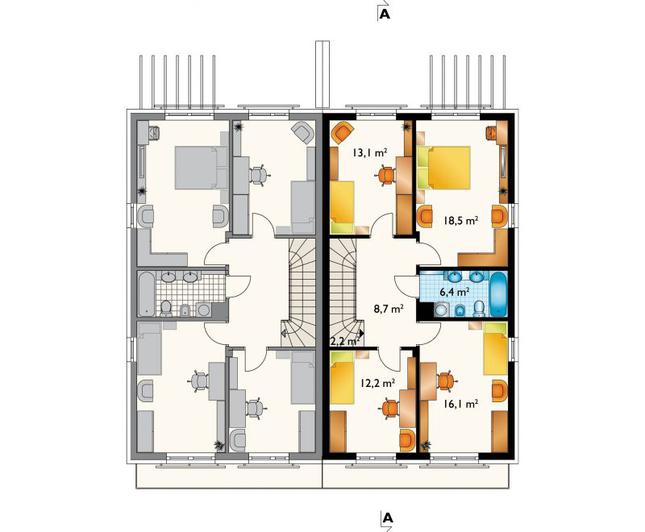 Rzut piętra POW. 77,2 m²