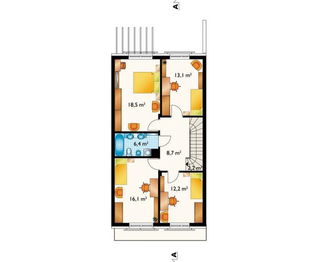 Rzut piętra POW. 77,2 m²