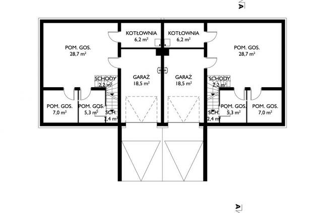 Rzut piwnicy POW. 70,3 m²