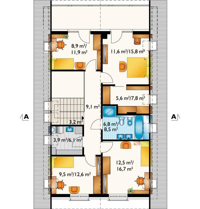 Rzut poddasza POW. 91,7 m²