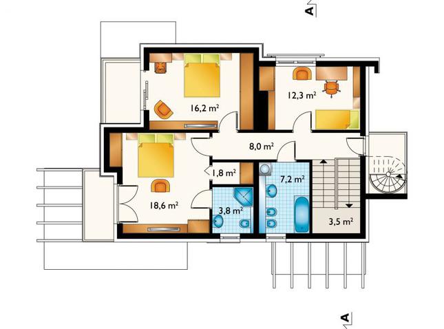 Rzut piętra POW. 71,4 m²