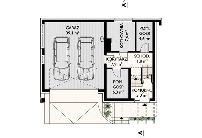 Rzut piwnicy POW. 72,3 m²
