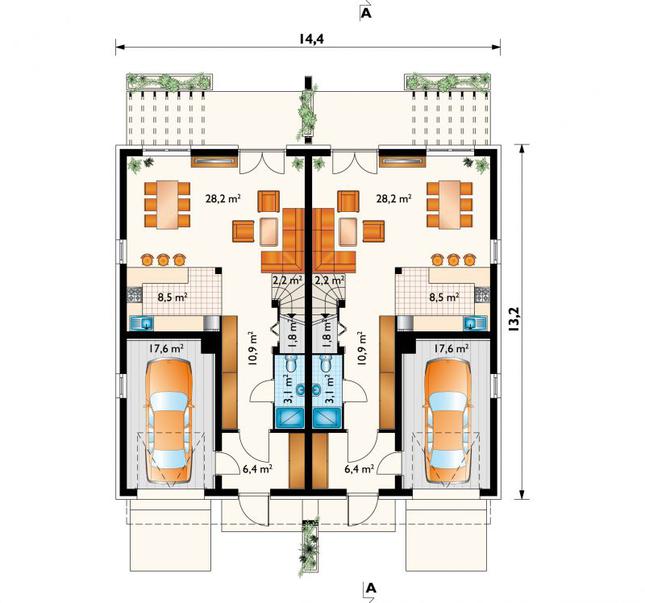 Rzut parteru POW. 78,7 m²