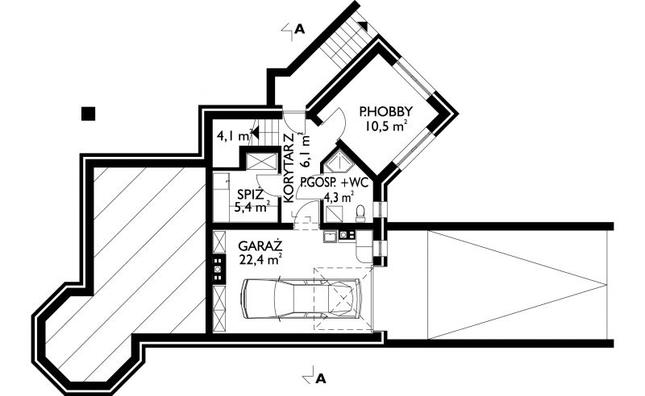 Rzut piwnicy POW. 52,8 m²