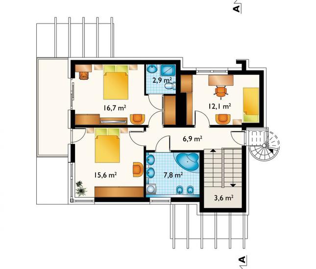 Rzut piętra POW. 65,6 m²
