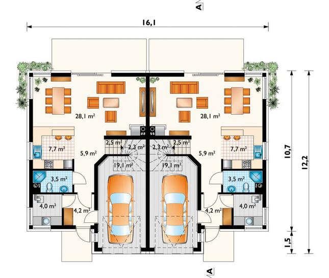 Rzut parteru POW. 58,2 m²