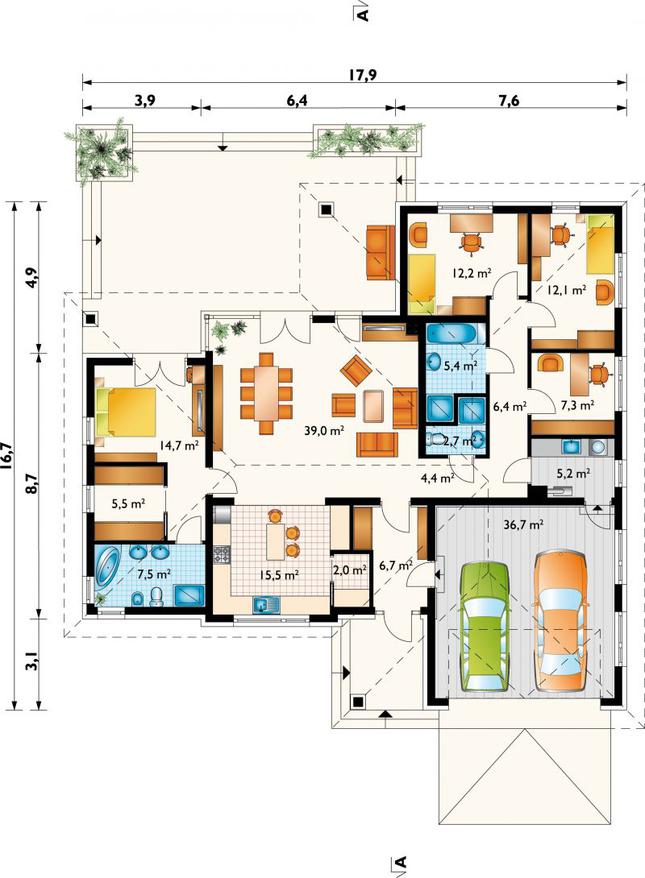Rzut parteru POW. 183,1 m²