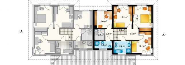 Rzut piętra POW. 77,5 m²