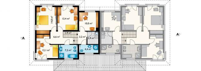 Rzut piętra lustro POW. 77,5 m²