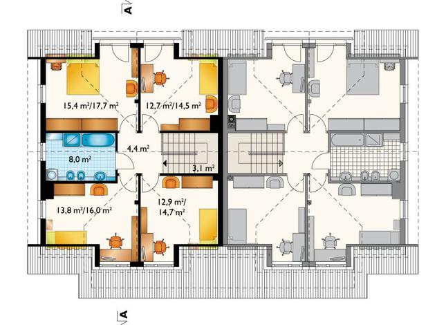 Rzut poddasza lustro POW. 78,4 m²