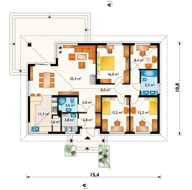 Rzut parteru POW. 127,2 m²