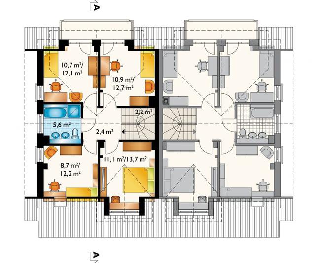 Rzut poddasza lustro POW. 60,8 m²