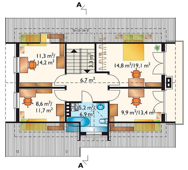 Rzut poddasza POW. 75,2 m²