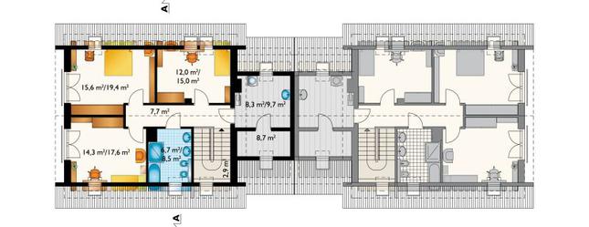 Rzut poddasza lustro POW. 80,8 m²