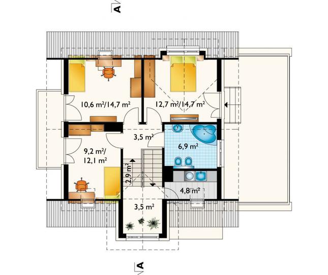 Rzut poddasza POW. 63,1 m²