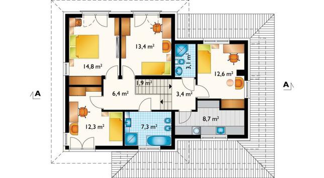Rzut piętra POW. 83,9 m²