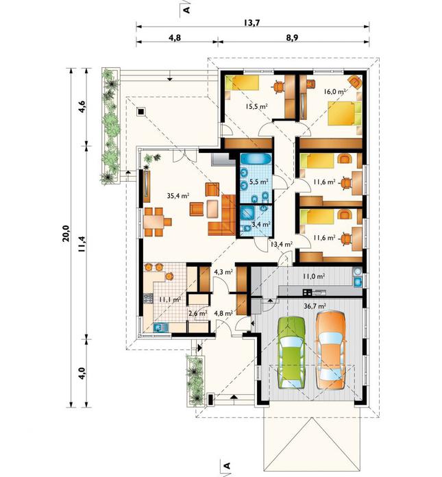 Rzut parteru POW. 182,9 m²