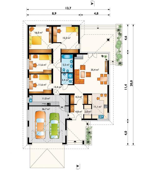 Rzut parteru lustro POW. 182,9 m²