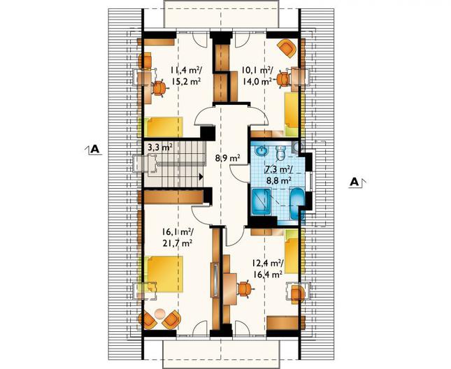 Rzut poddasza POW. 88,3 m²
