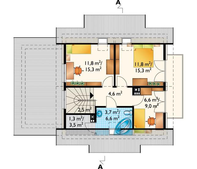 Rzut poddasza POW. 56,8 m²