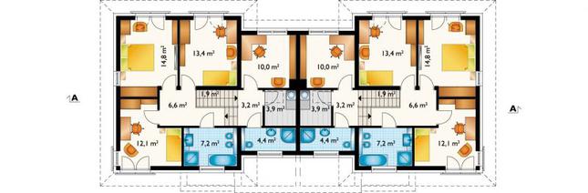 Rzut piętra POW. 77,5 m²