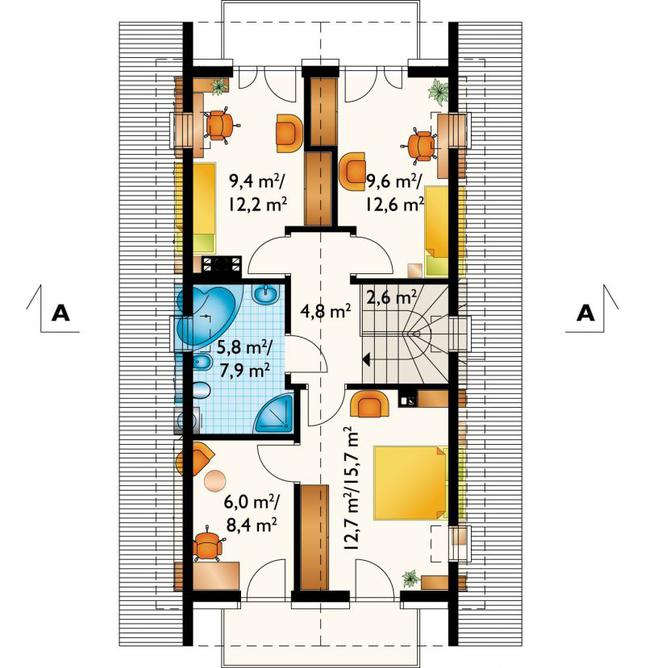 Rzut poddasza POW. 64,1 m²