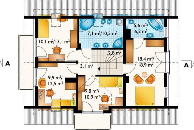 Rzut poddasza POW. 78,0 m²